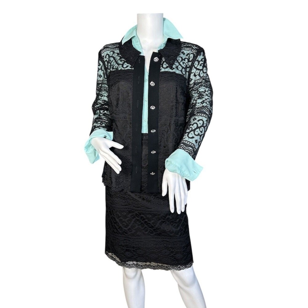 Vintage Kelly Graham New York Women’s Black Lace Skirt Dress Suit Size 14 USA